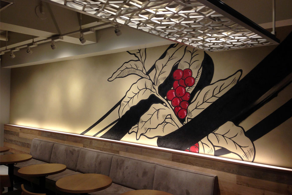 壁面和紙貼り事例・和紙×ART・画：JUN INOUE